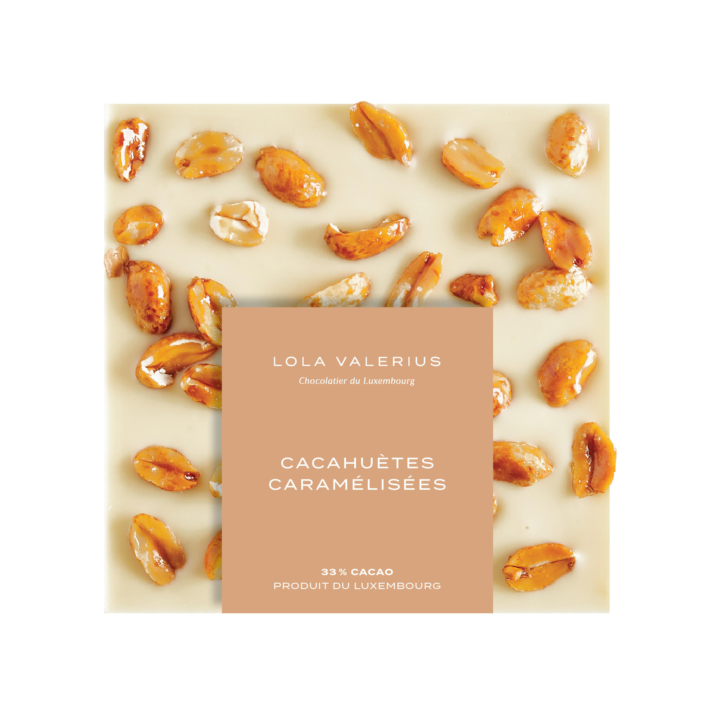 White chocolate bar 33% &amp; caramelized peanuts