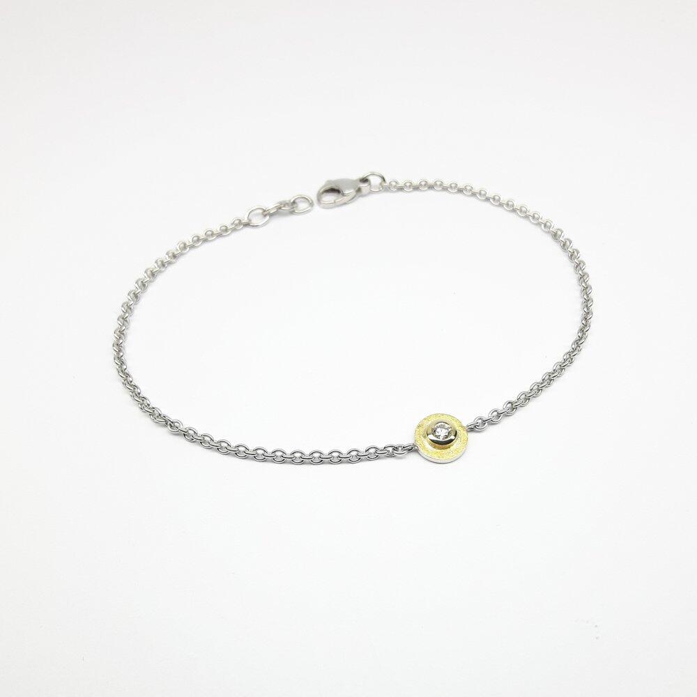 Armkettchen aus Feingold, 925er Silber und Brillant.