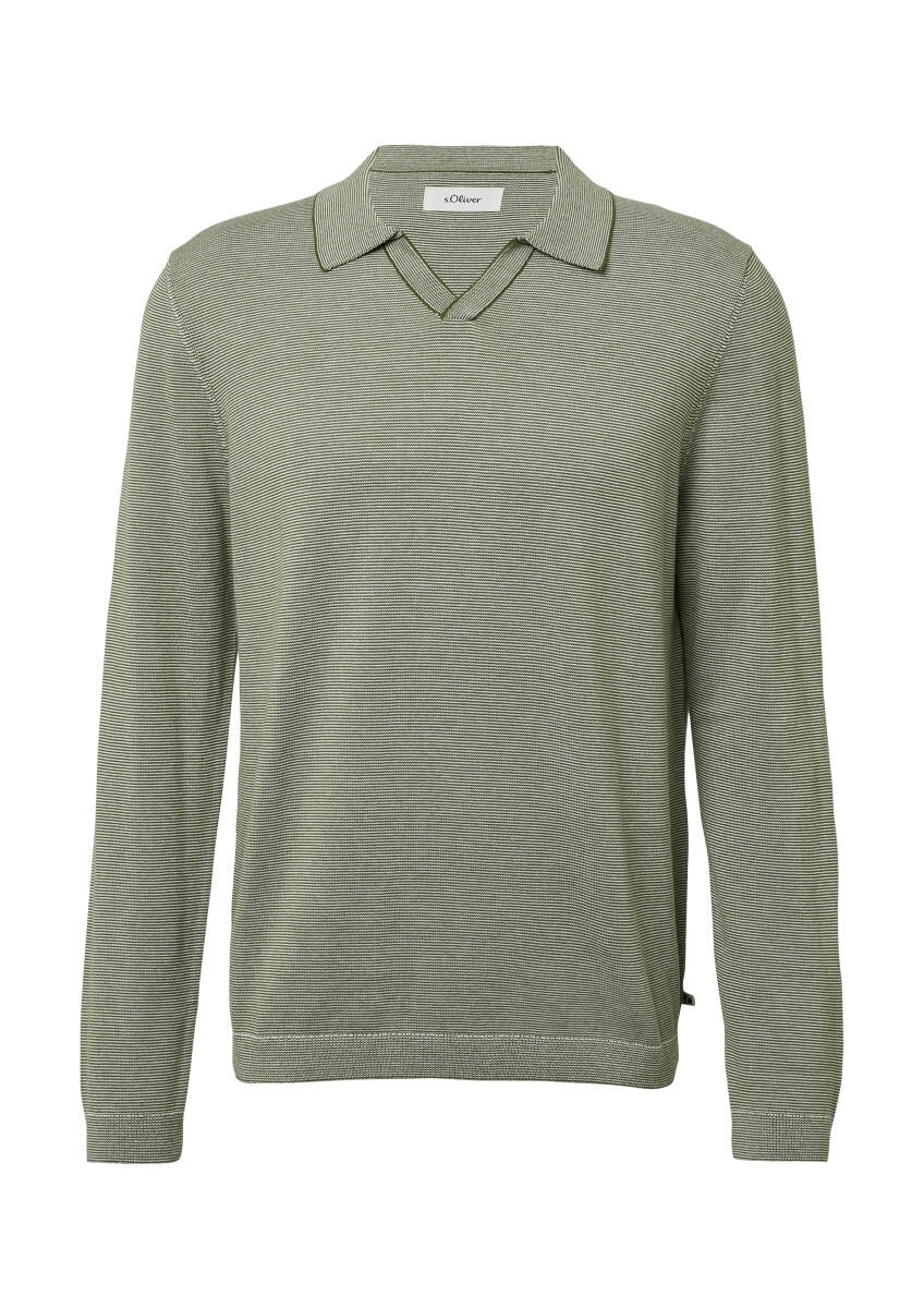 Gestrickter Streifenpullover mit Polokragen