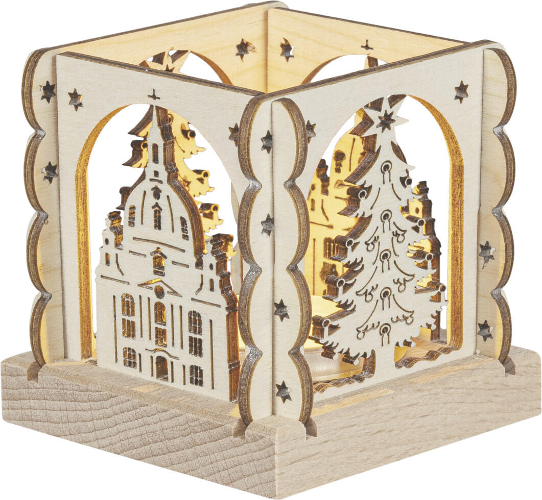 Saico Tealight Holder Dresden for 1 tealight, wood, 7 cm, natural