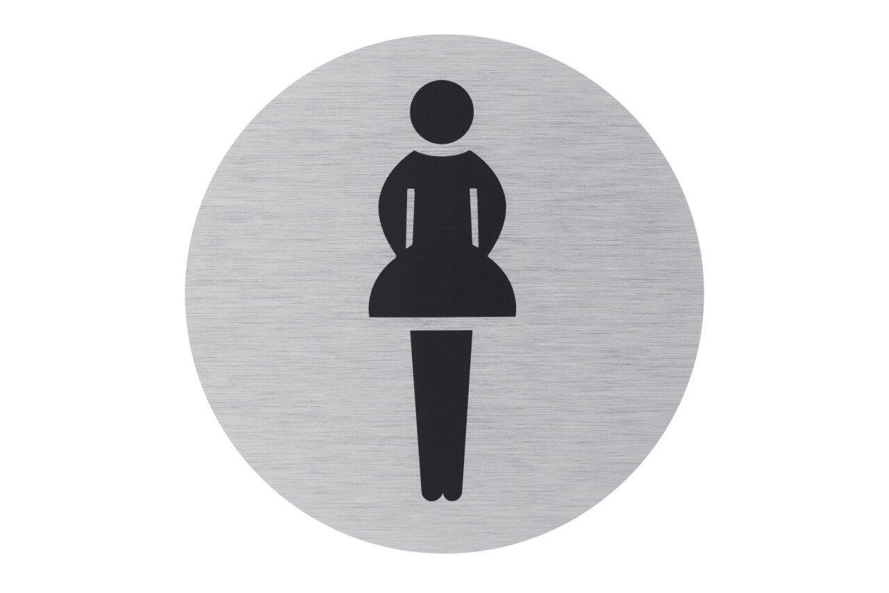 Conmetall Aufkleber WC-Damen Aluminium Ø 7,5 cm edelstahl-optik