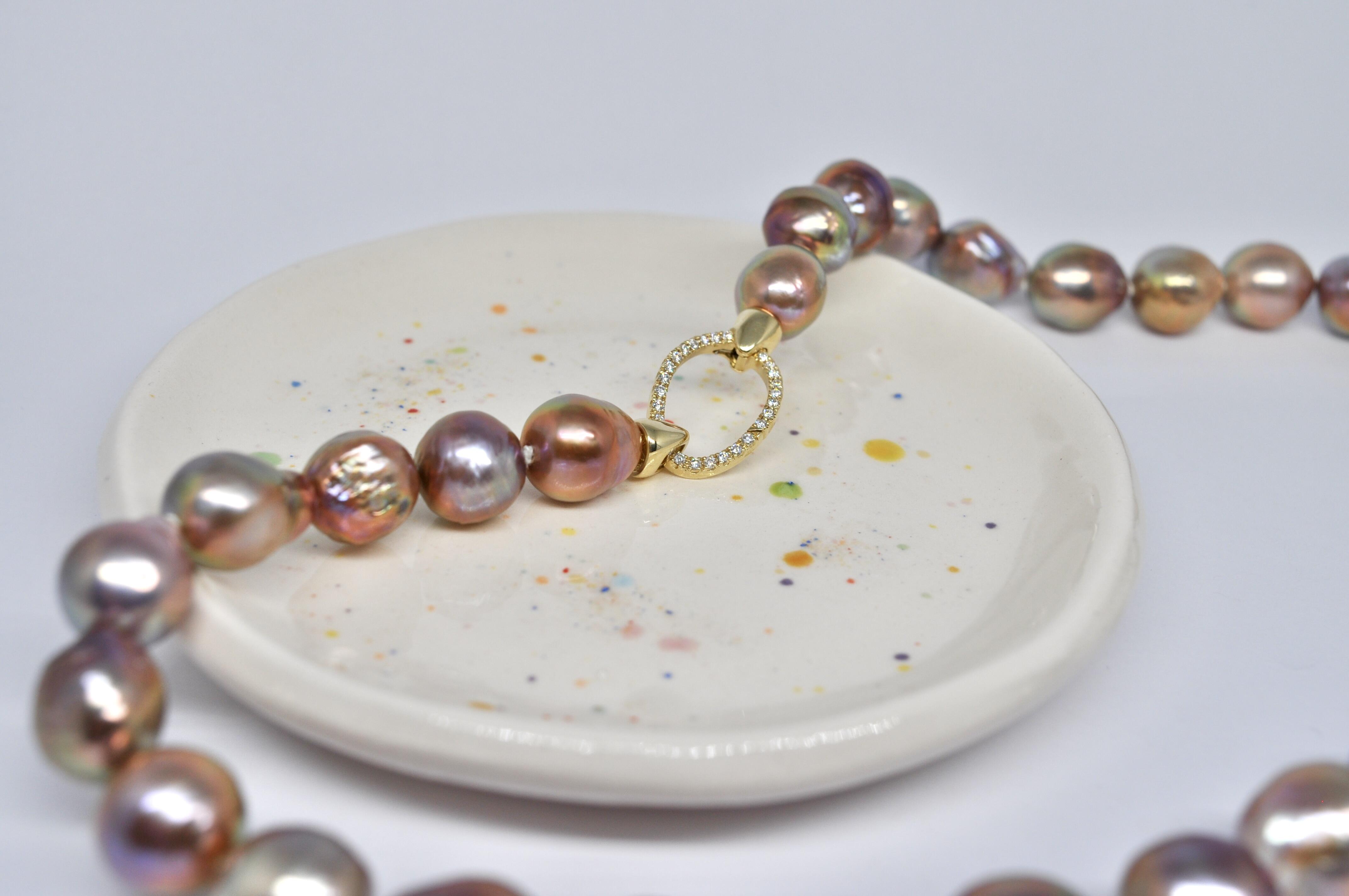 Barocke Edison-Perlenkette mit diamantbesetztem Verschluss