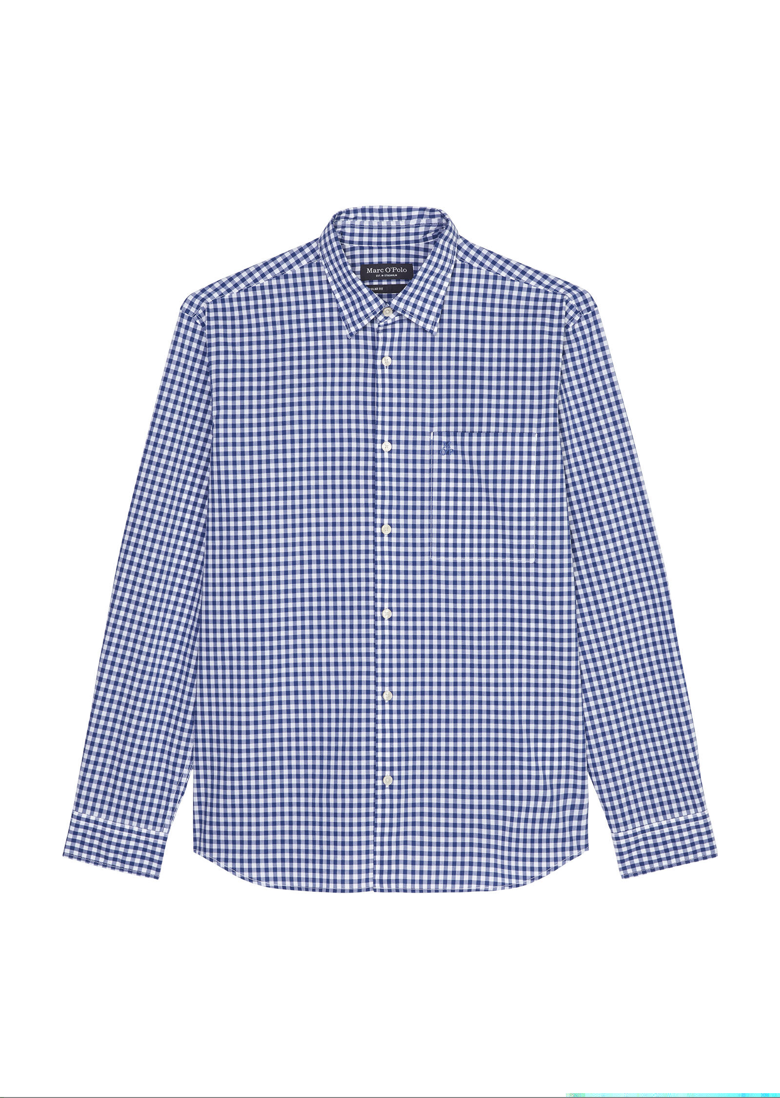 Kent collar, long sleeves, one rect