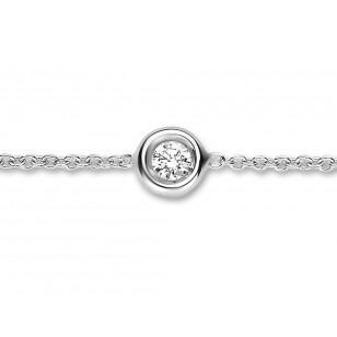 Armband 18,5 cm Weißgold 18K mit 0,06 ct natürlichem Diamanten