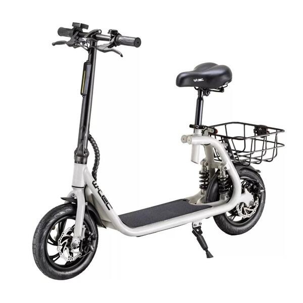 Scooter électrique blanc élégant avec siège amovible
