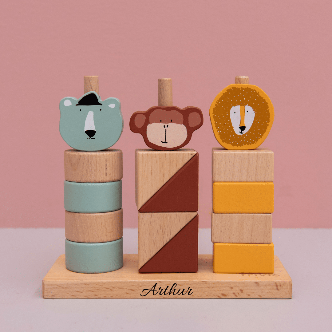 Wooden animal stacking blocks