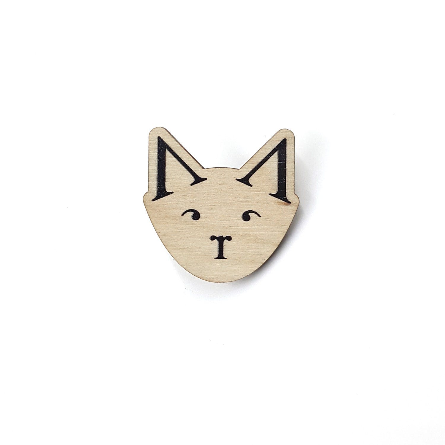 Typo-Katze Holz Pin