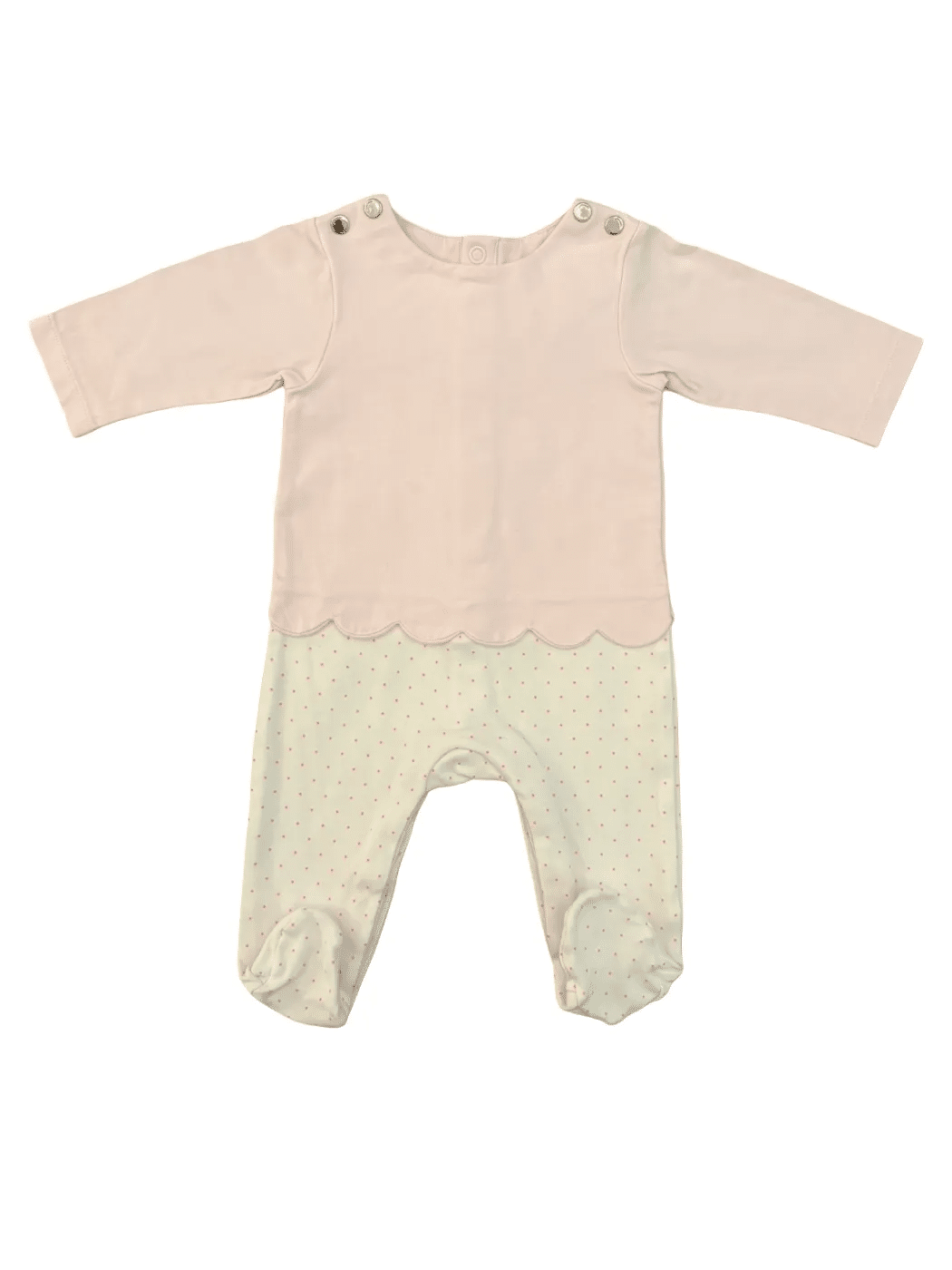 Jacadi Barboteuse à pois roses à bordures festonnées (3 mois / 60 cm)