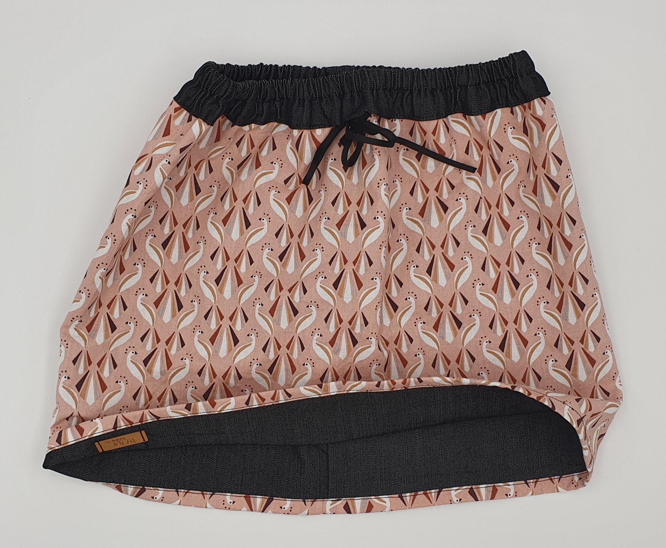 Reversible and evolving child skirt "Paons