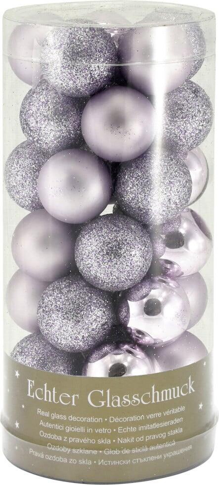 Glass Christmas ornaments Ø 2.5 cm, lilac, 35 pieces
