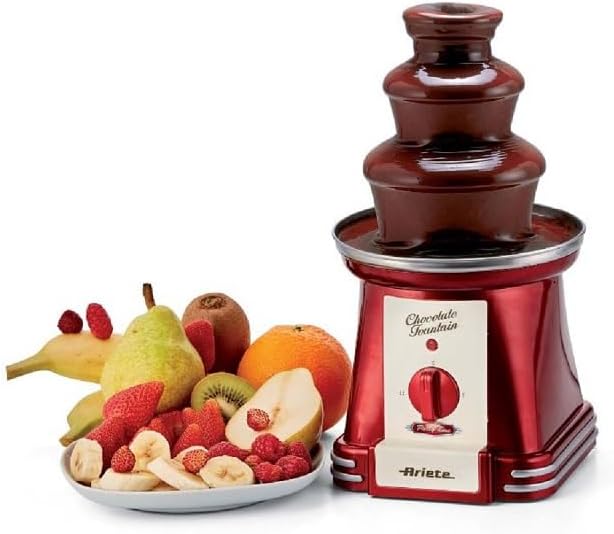 Ariete 2962 Chocolate Fountain, fontaine à chocolat, 90 W, capacité de 500 g, acier inoxydable, rouge