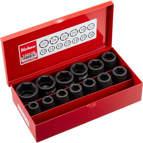 Koken Jeu de clés à douille à chocs 1/2" dans un coffret métallique
