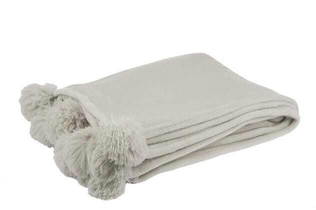 Plaid pompom light gray 130 x 170 cm