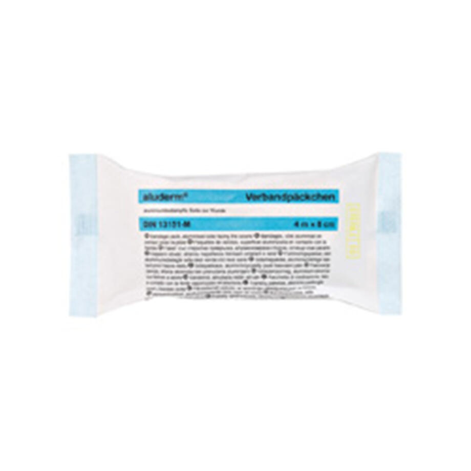 Paquet de pansements Aluderm moyen, 8 x 10 cm, compresse DIN 13151, bande 4 m x 8 cm