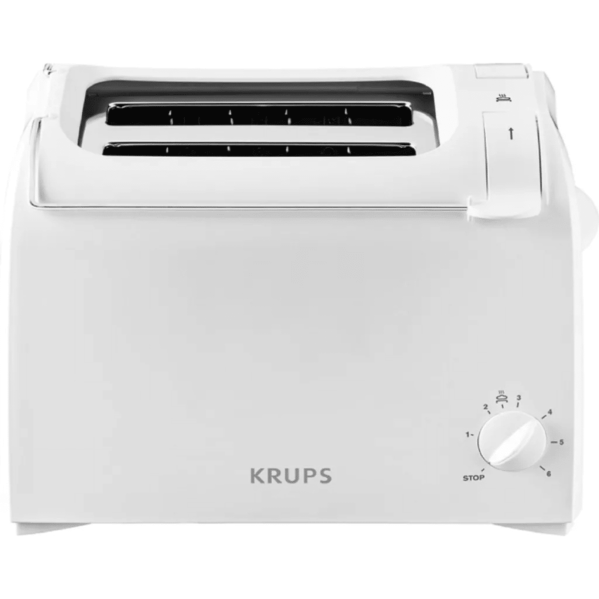 Krups KH151110 Toaster – 2-Slice, 6 browning settings, defrost & reheat function, White
