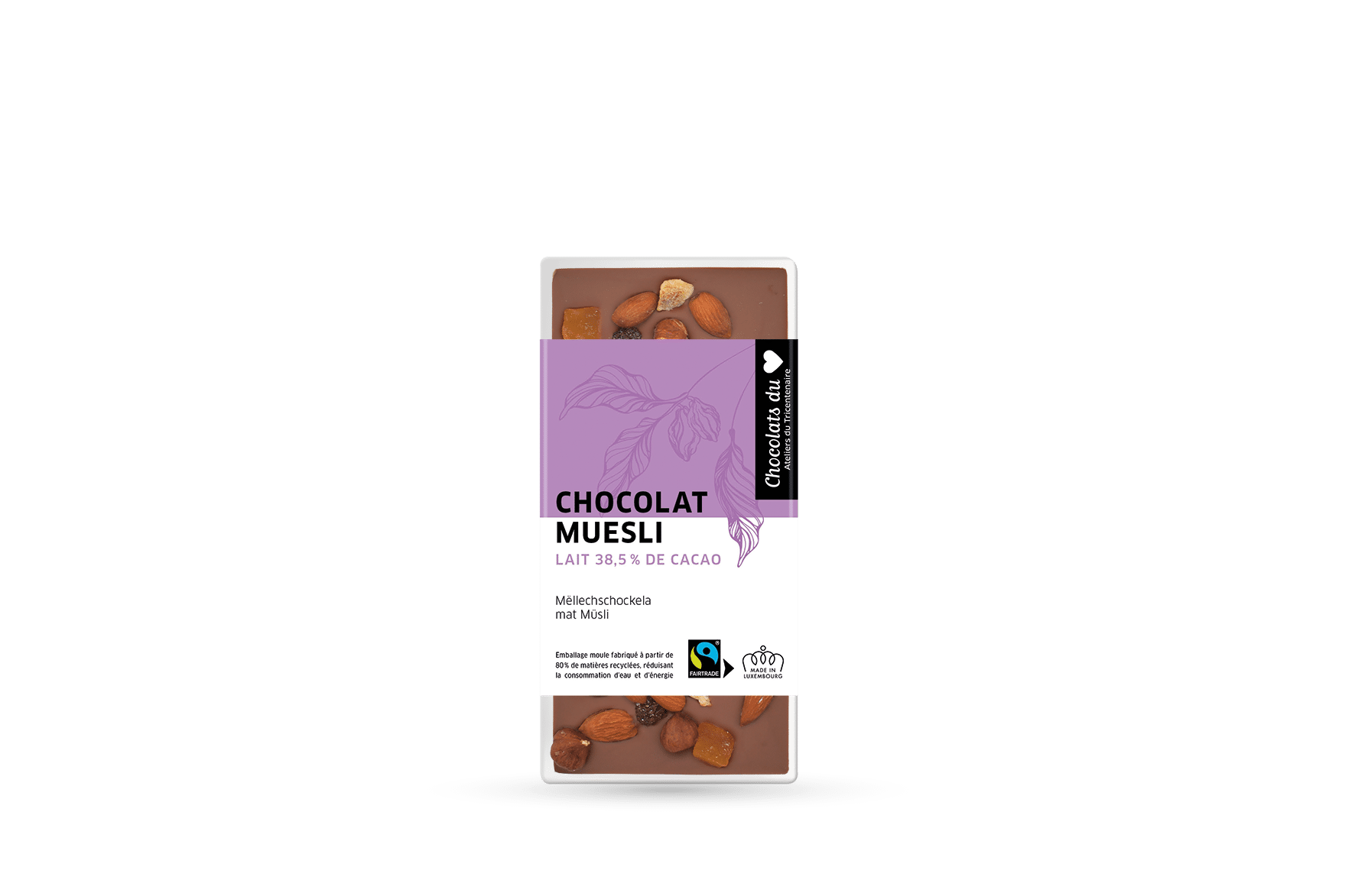 Chocolat au lait au muesli Fairtrade 100g