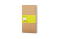 Carnet de notes 9 x 14 cm, papier kraft, à pages blanches, avec poche intérieure, lot de 3