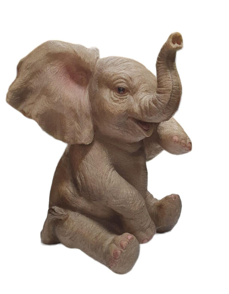 Elephant figurine, polyresin, 19.5 x 12.5 x 18 cm, gray