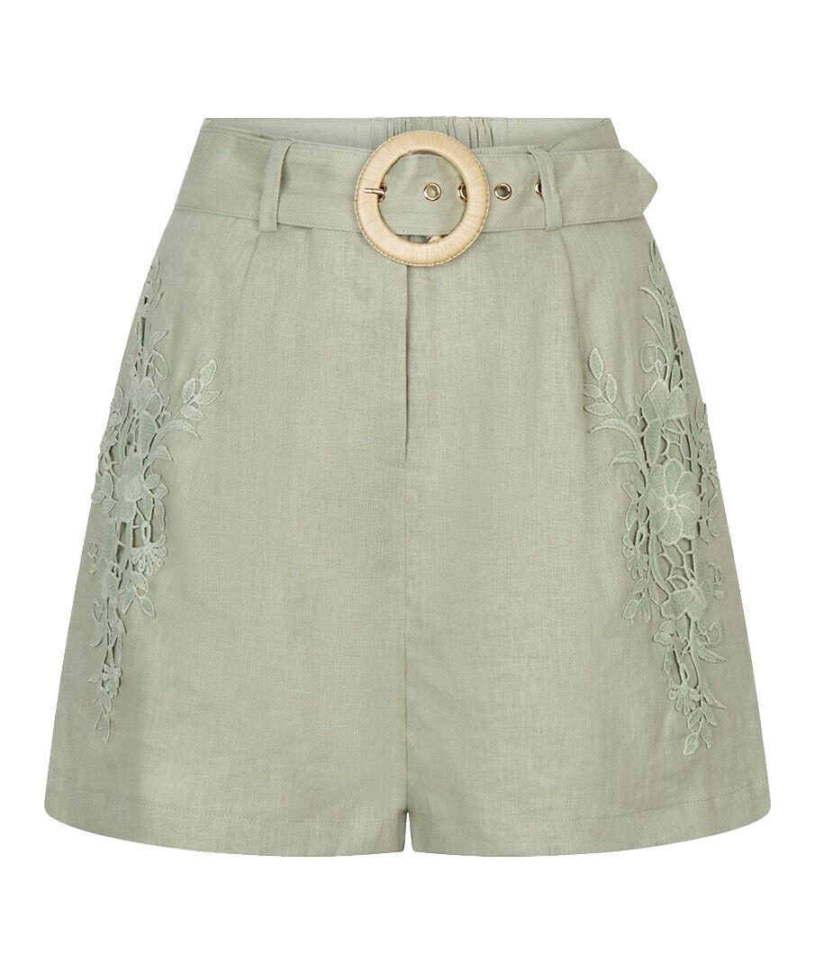 Leinen-Shorts mit Gürtel
