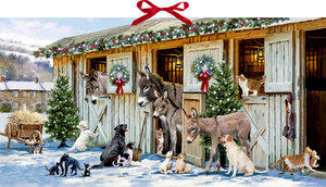 Mcneil, Richard: Noël nostalgique chez les animaux de la ferme - Calendrier de l'Avent mural -, Dimensions (Largeur × Hauteur) : 35,5 × 66 cm