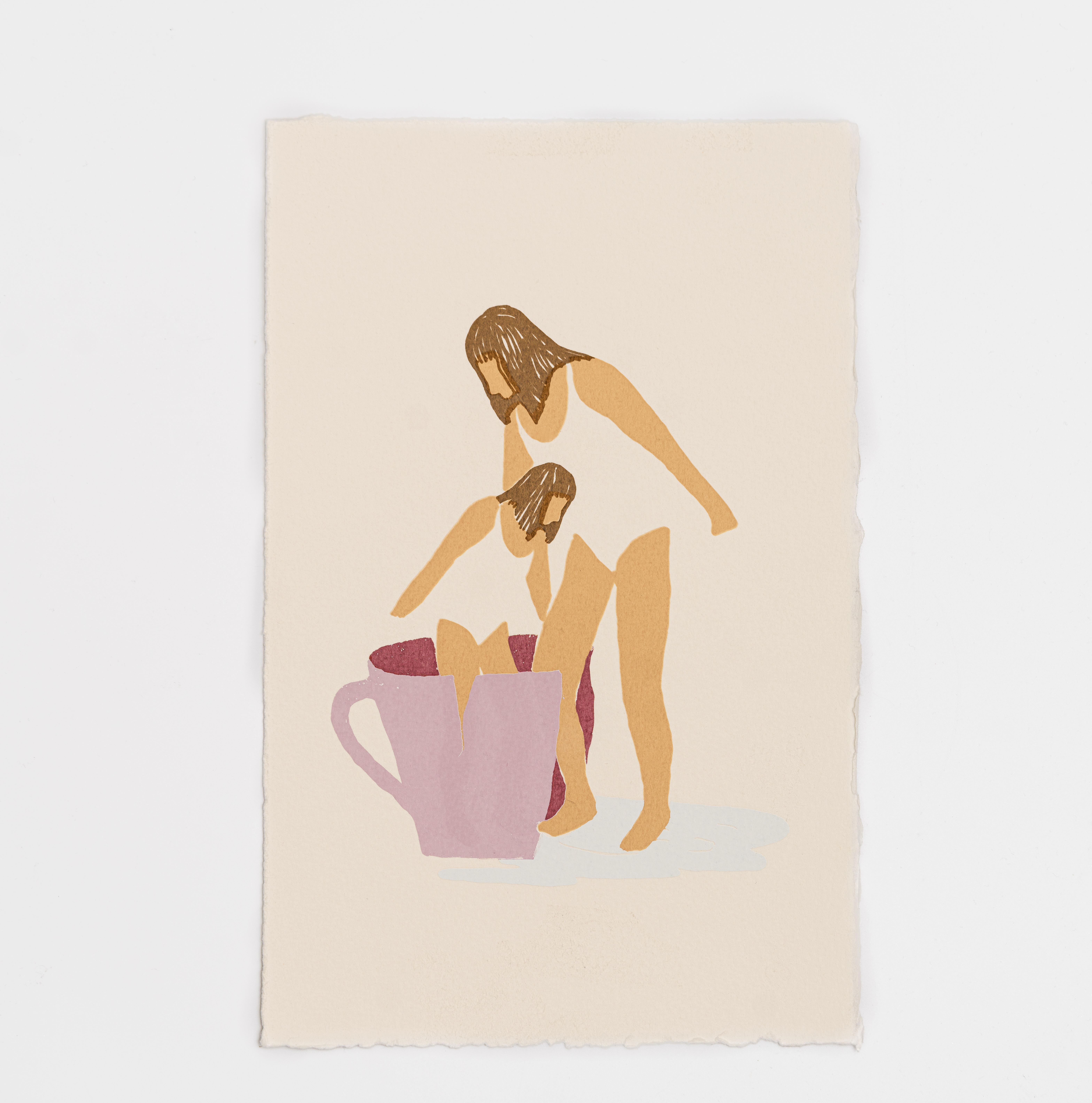 Screen print art "Mother and Daughter - a bath" 