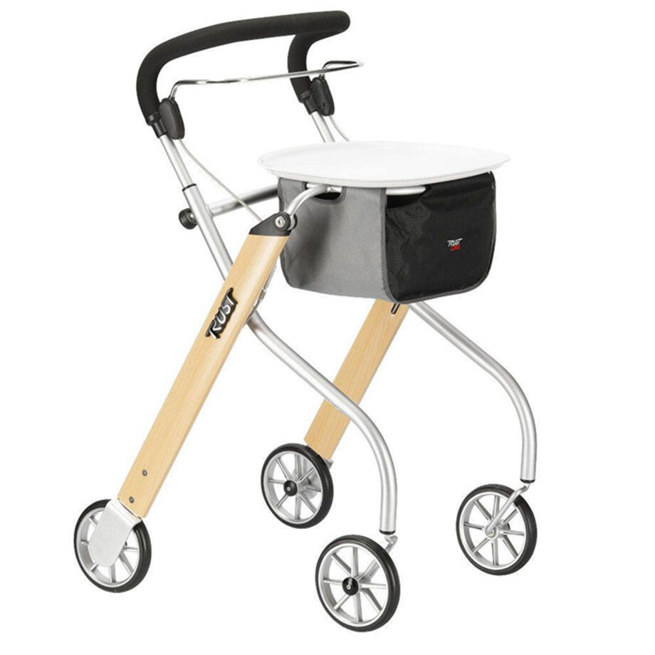 Wohnraum-Rollator Lets Go, Holz/Silber, 54 cm breit, faltbar maximal belastbar bis 100 kg