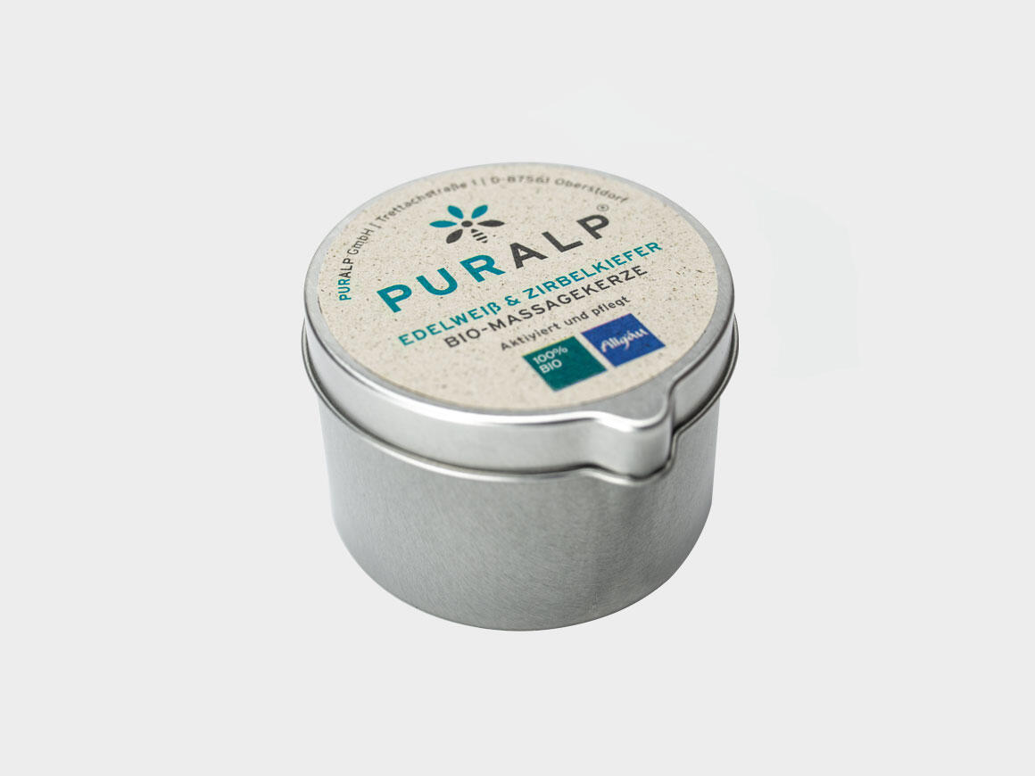PURALP - Bougie de massage bio Edelweiss & Pin cembro