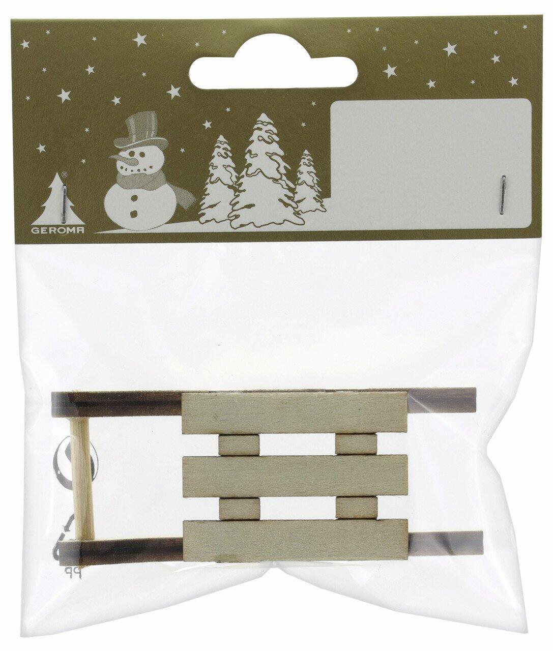 Wooden sled decorative figurine, 8 cm, natural, 1 piece