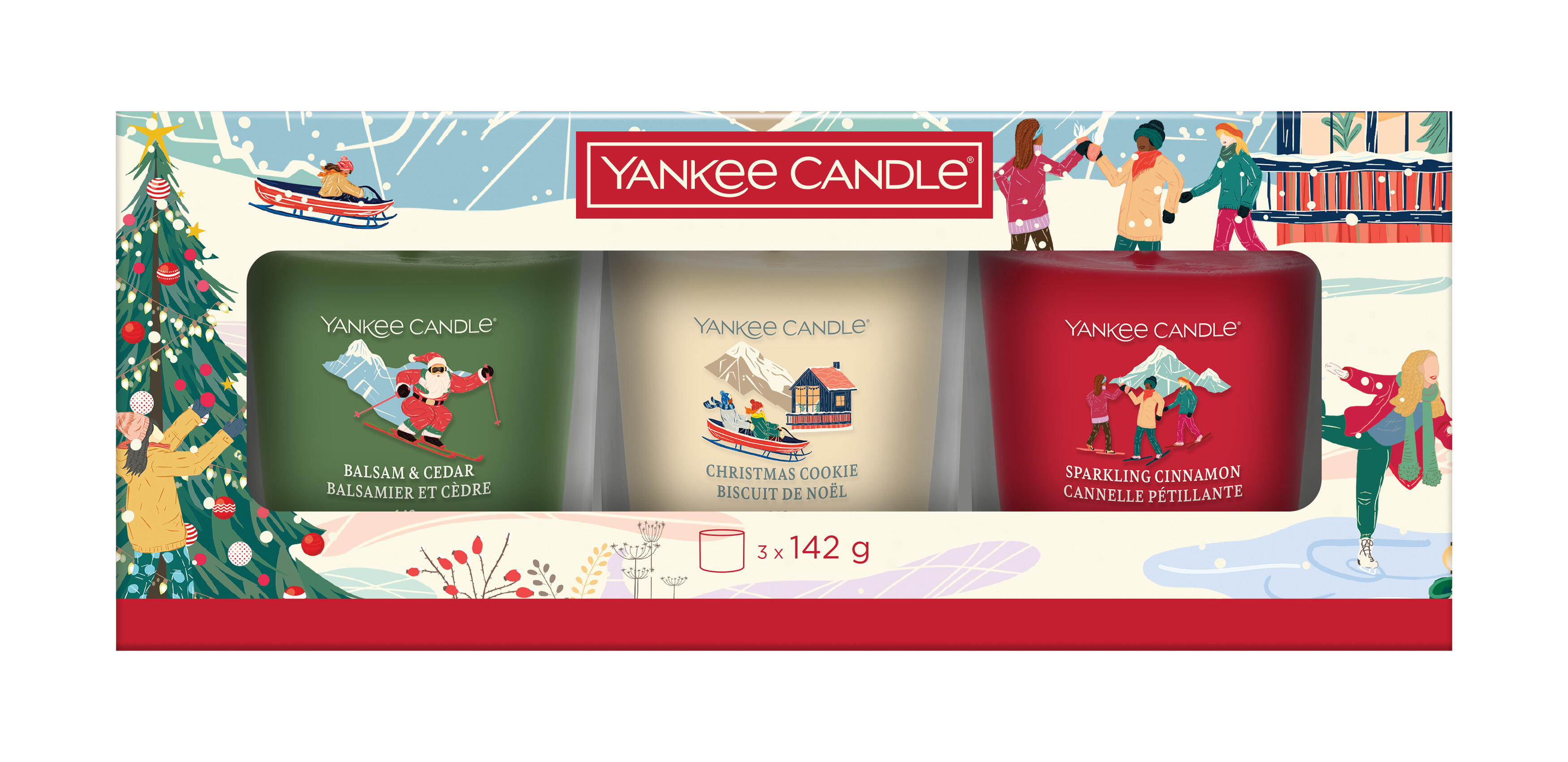 YANKEE CANDLE GIFT SET WITH 3 CHRISTMAS CANDLES