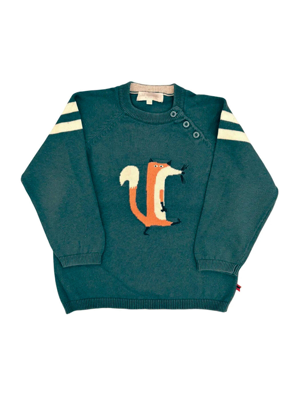 Cadet Rousselle Pull sarcelle à motif renard (2 ans)