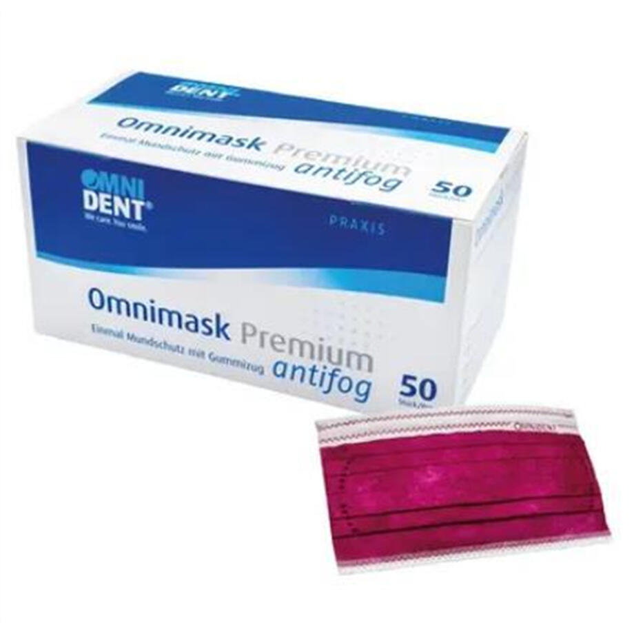 Omnimask Premium anti-buee - paquet de 50 pieces avec elastique, bordeaux