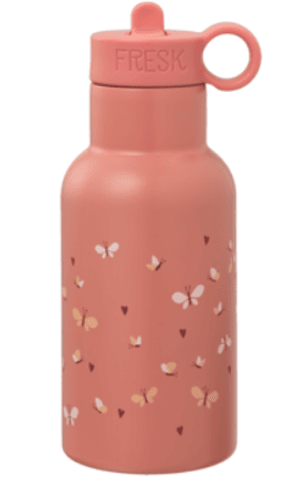 FRESK Nordic Flask stainless steel thermos bottle 350 ml, 2 lids, collapsible straw and thermos lid, color: Butterfly