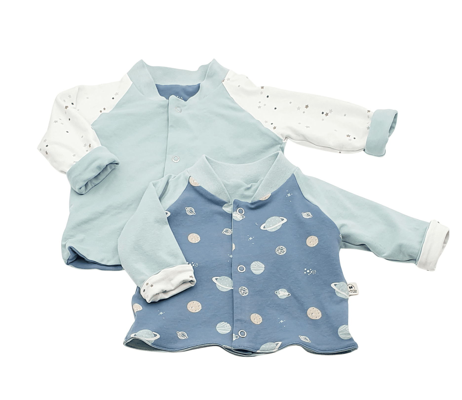 Gilet boutonné réversible "Planètes"