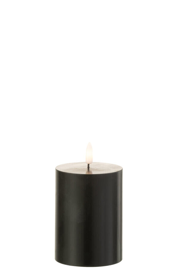 LED wick candle, black, real wax - 10 x 7.5 x 7.5 cm - 35585