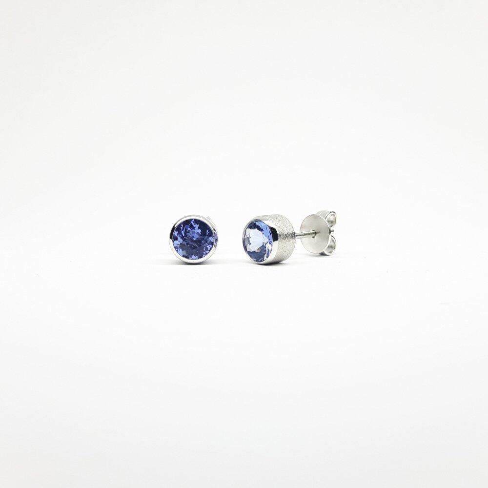 Boucles d'oreilles en argent 925/- et tanzanite Ø6mm.