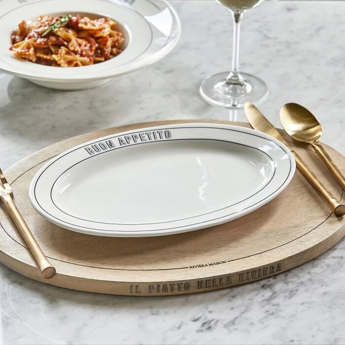 Riviera Maison Long Island assiette ovale (petit déjeuner) blanc bleu 5576