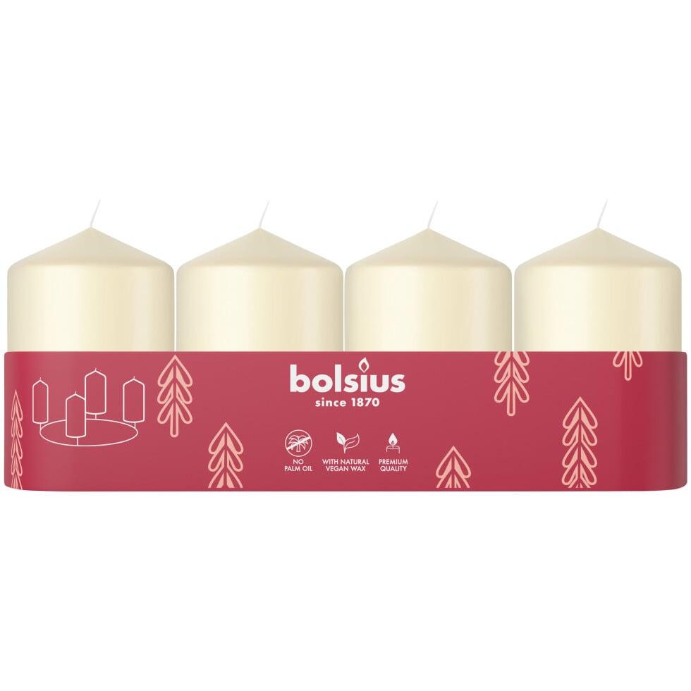 Bolsius pillar candles 4-pack tray Ø 4 x 6 cm soft pearl