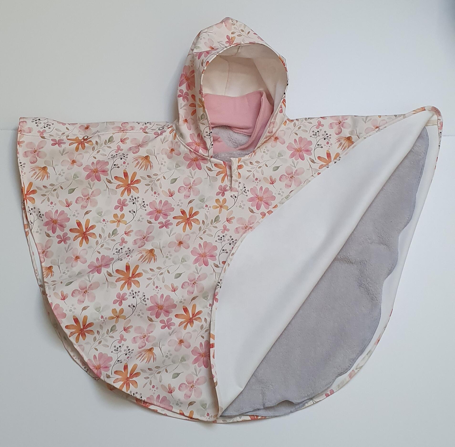 Cape manteau capuche amovible "Animaux gris"