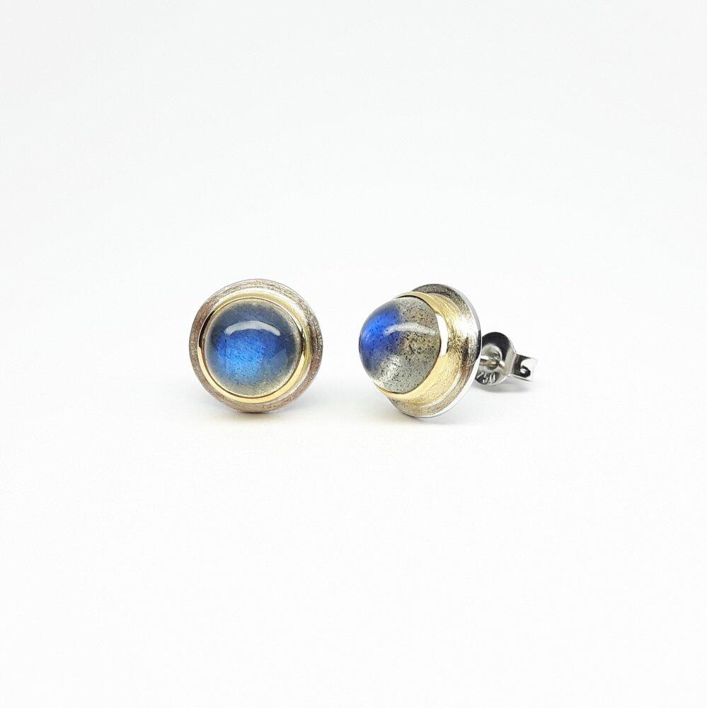 Boucles d'oreilles en or jaune-blanc 18kt et labradorites.
