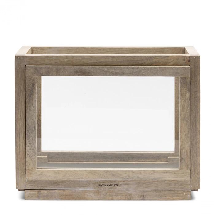 Riviera Maison Laterne / Windlicht Ophélia - Mangoholz Glas - natur 397