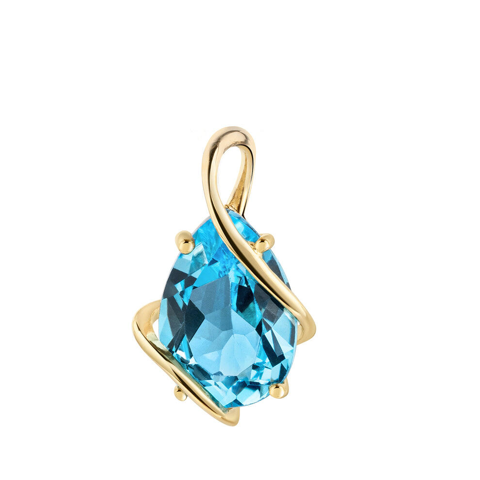 Pendentif Royal en or 9 carats avec topaze bleue