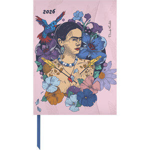 Frida Kahlo 2026 Magneto Diary, Dimensions (W x H): 16 x 22 cm, planner, 1 week per page + notes page, with magnetic closure