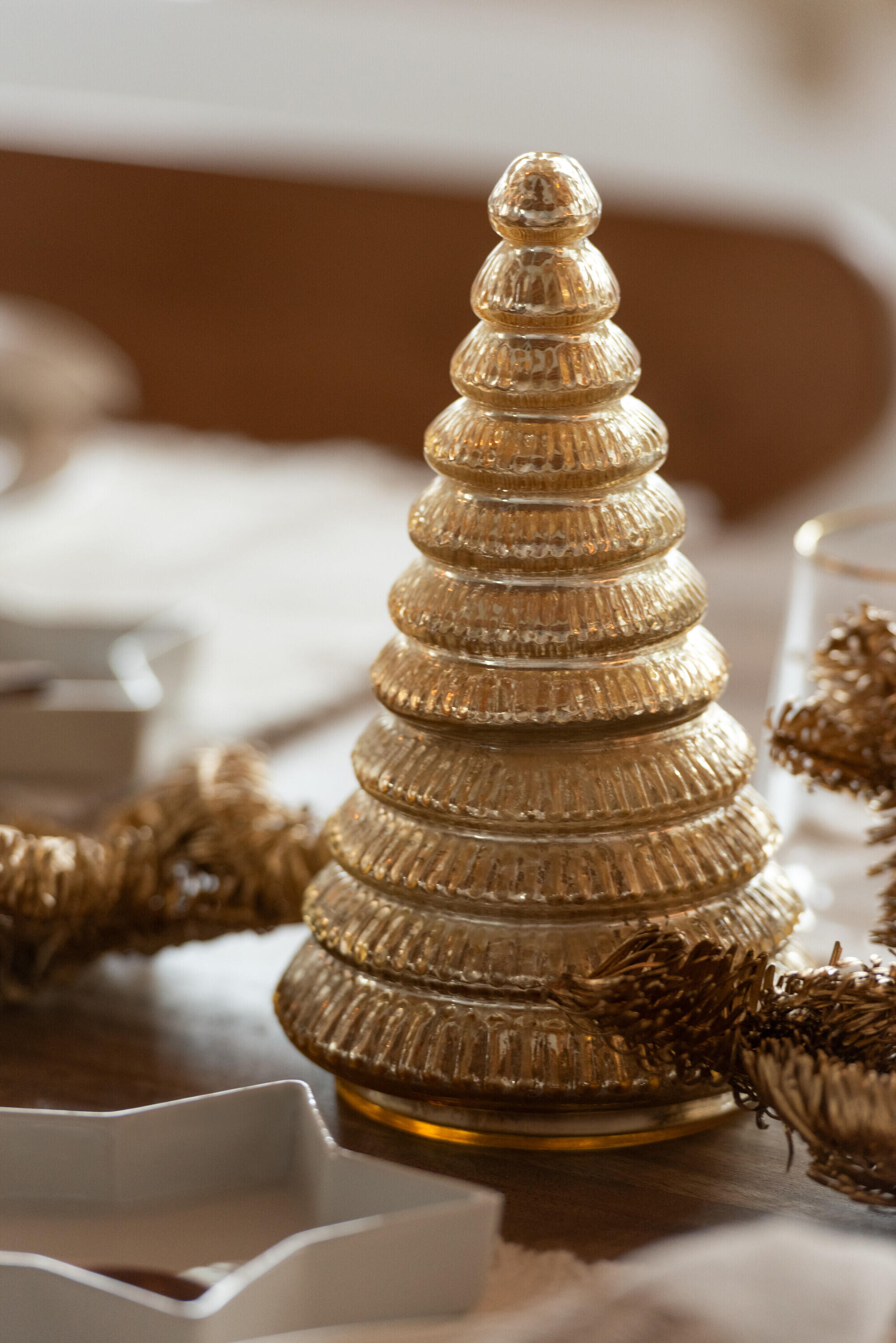 Tree Scented Candle - Glass - Gold - 18 cm - (55195) Winter