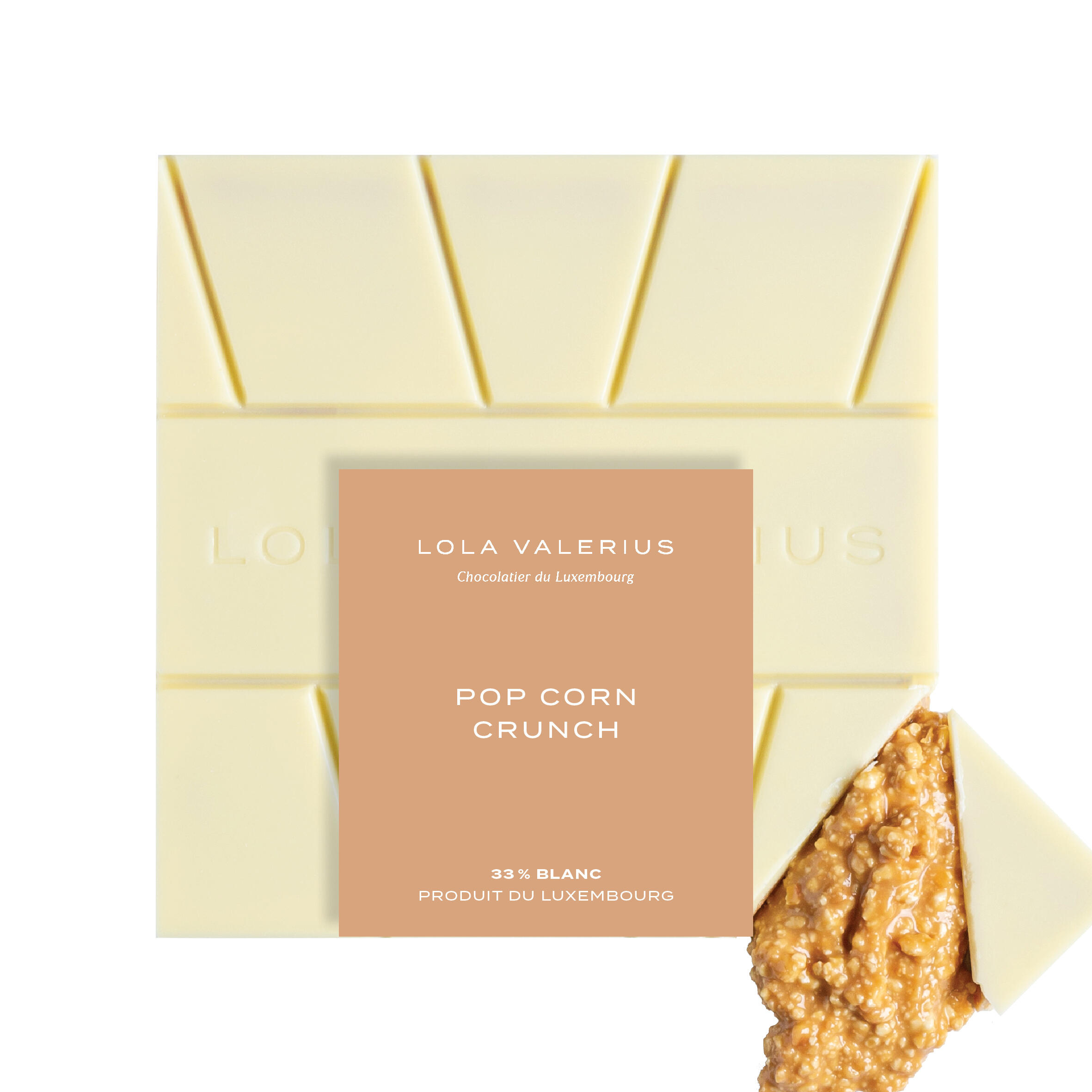 White Chocolate Bar 33% &amp; Pop Corn Crunch