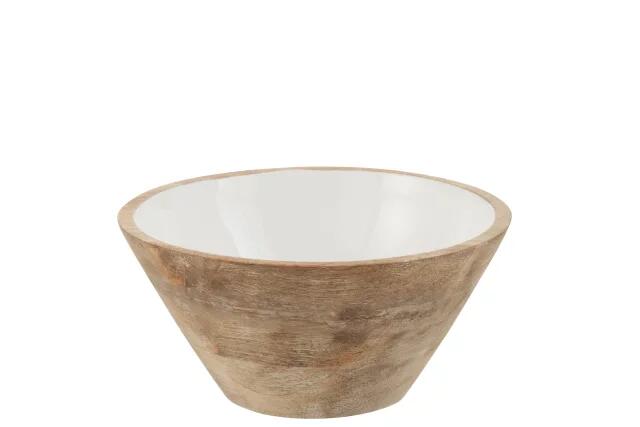 Saladier en bois de mangue naturel, fini blanc, 23 cm, 1619