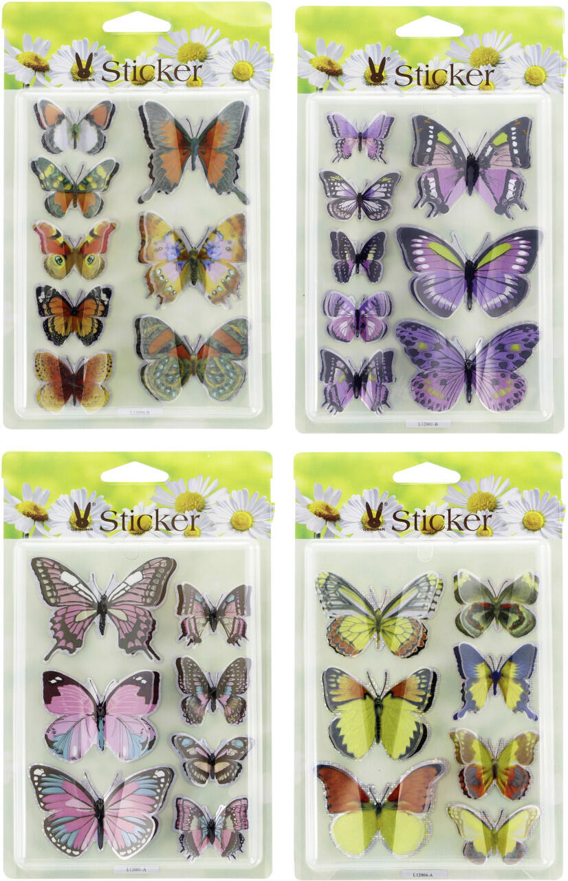 Butterfly stickers, 3-5 cm, 8 pieces, colorful