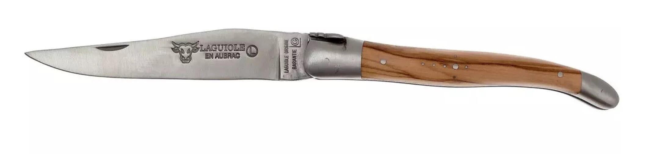 Couteau pliant 1 piece 2 mitres 11cm Inox RF Olivier