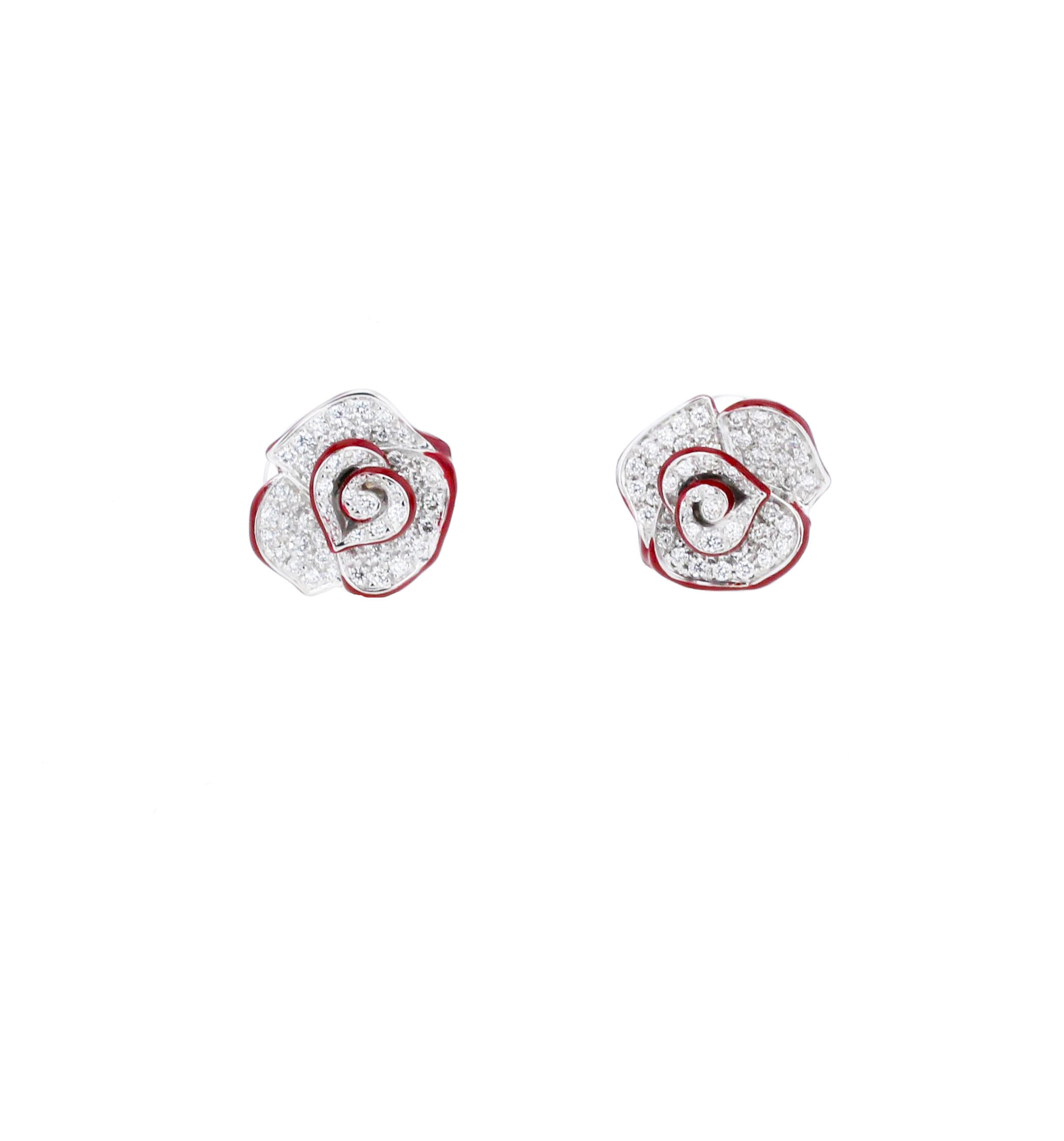 A pair of Schroeder Joailliers "Rose of Luxembourg" collection earrings in 18k white gold