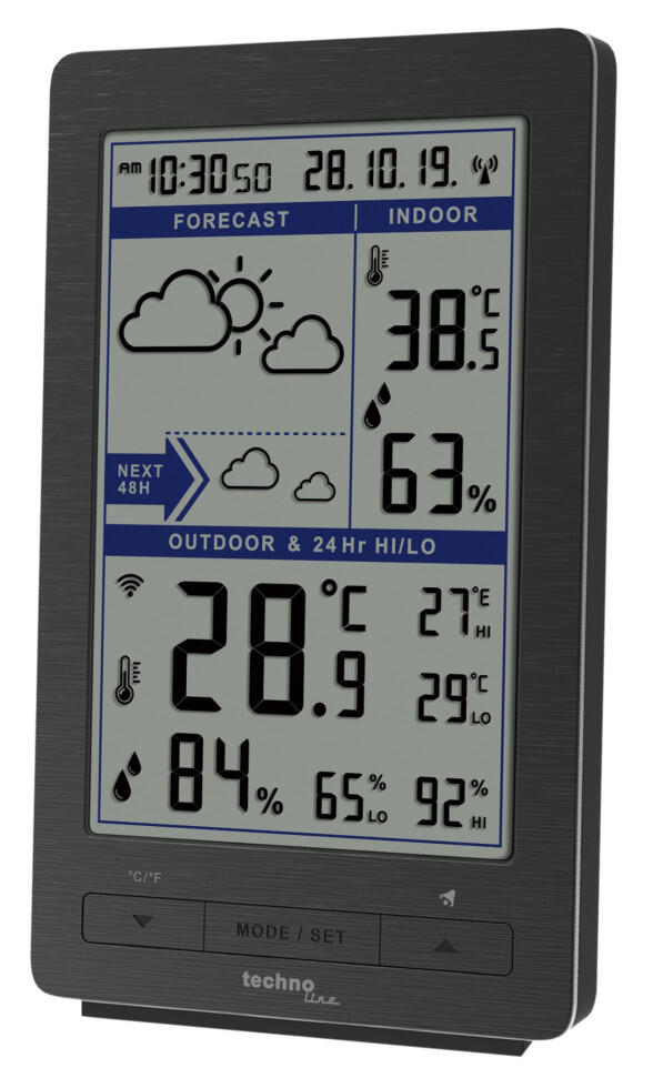 Technoline Wetterstation WS9485 inkl. Außensensor TX80TH grau