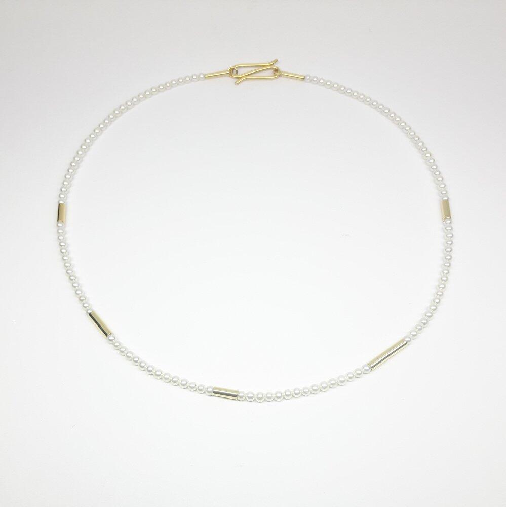 Collier en perles de culture d'eau douce Ming Ø3-3.5mm et or jaune 18kt poli.